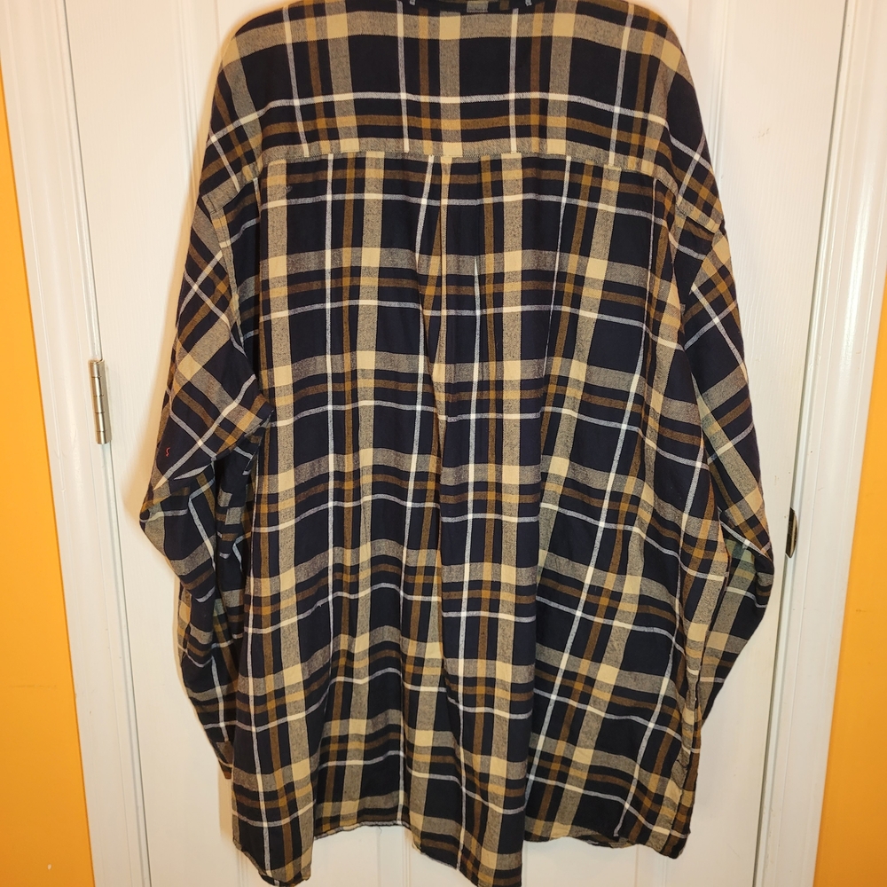 The Foundry Supply Co. Navy and Beige Plaid Long Sleeve Button Up Sz 4XLT - Picture 4 of 11
